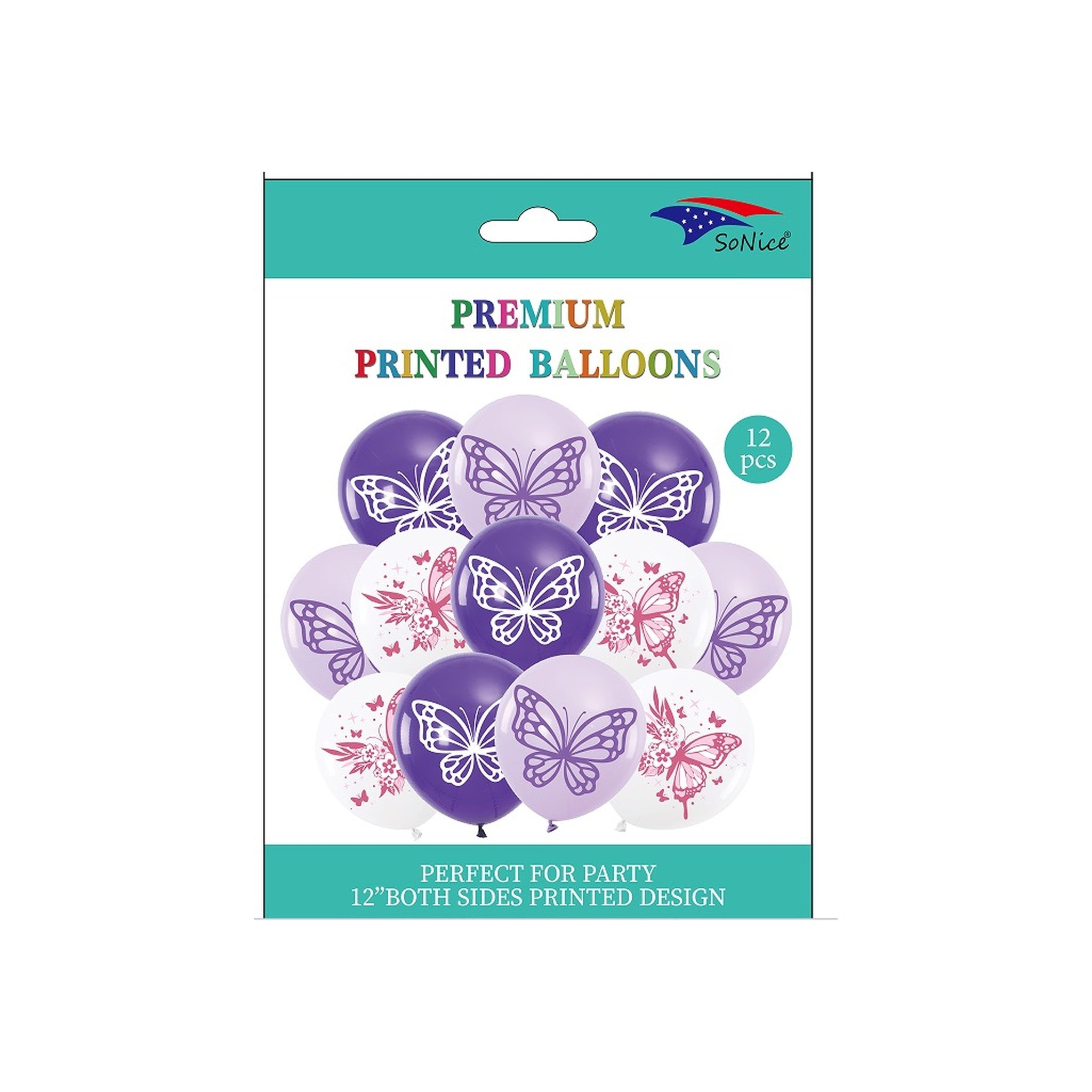 12 ct Printed Balloon Butterfly 120Pk/Cs